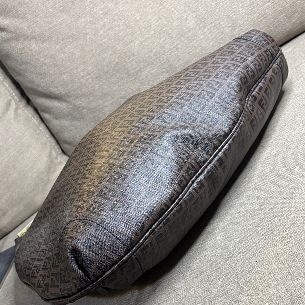 Authentic Fendi Dark Brown Zucchino FF Logo Hobo Bag with Gold-Tone Accents - Picture 7 of 15